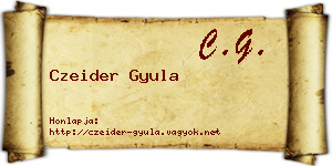 Czeider Gyula névjegykártya